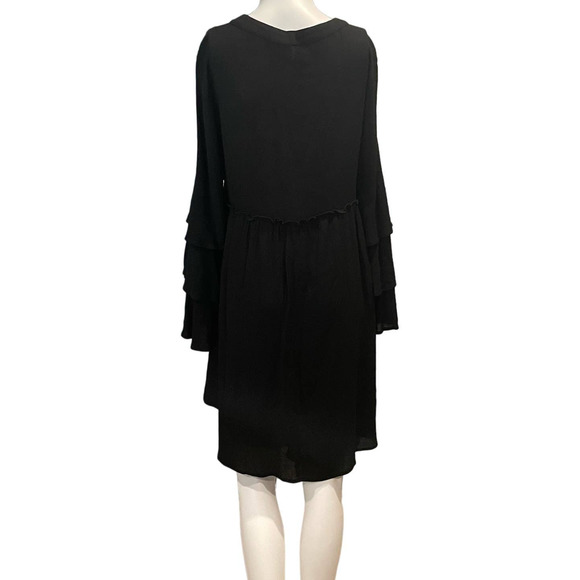 L Love Womens Flowy Dress Size S Black 100% Rayon Lined Lace-Up Neckline - Picture 4 of 11